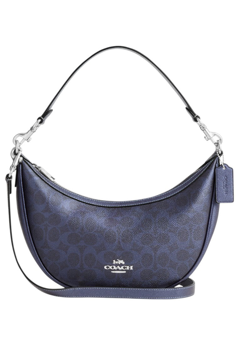 Coach Aria Shoulder Bag In Signature Canvas - Navy