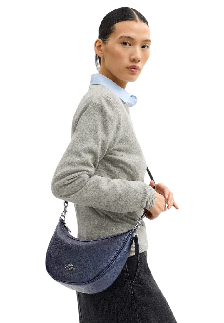 Coach Aria Shoulder Bag In Signature Canvas - Navy