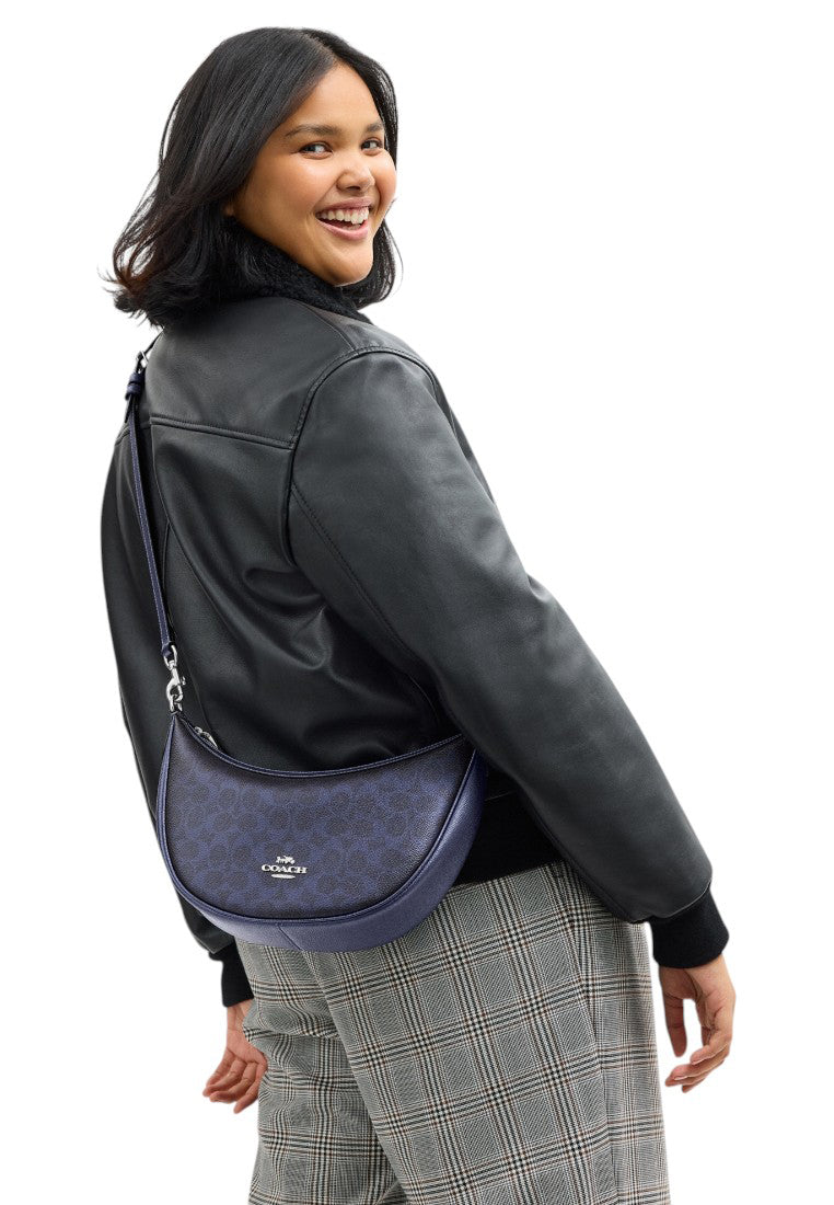 Coach Aria Shoulder Bag In Signature Canvas - Navy