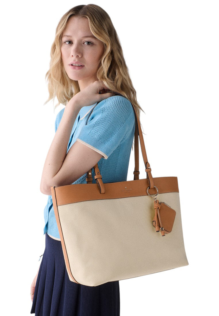 Kate Spade Tessa Tote Bag With Charm - Light Saddle Multi