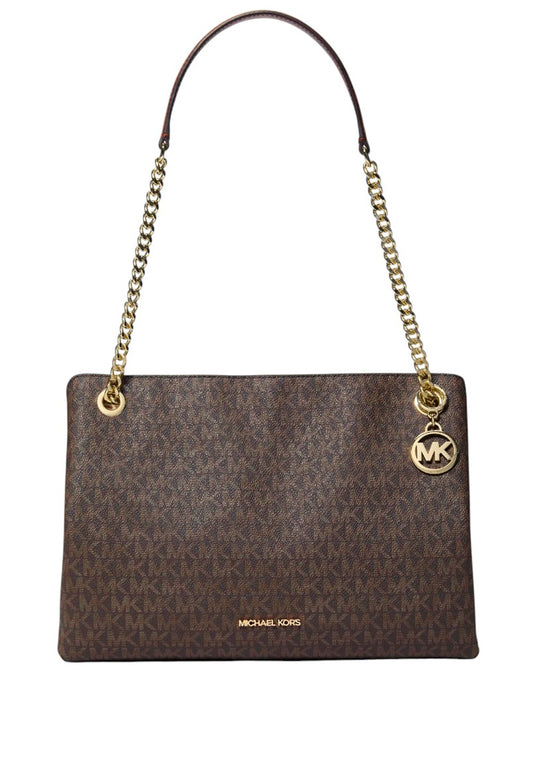 Michael Kors Christina Medium Signature Logo Messenger Bag - Brown
