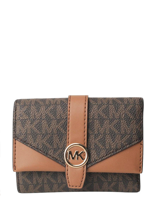 Michael Kors Greenwich Medium Signature Logo Trifold Wallet - Brown