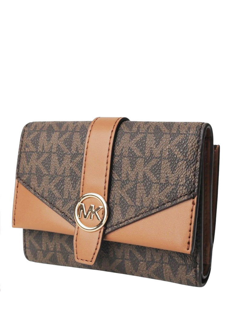 Michael Kors Greenwich Medium Signature Logo Trifold Wallet - Brown