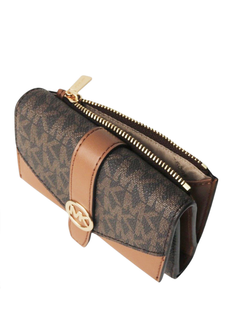 Michael Kors Greenwich Medium Signature Logo Trifold Wallet - Brown