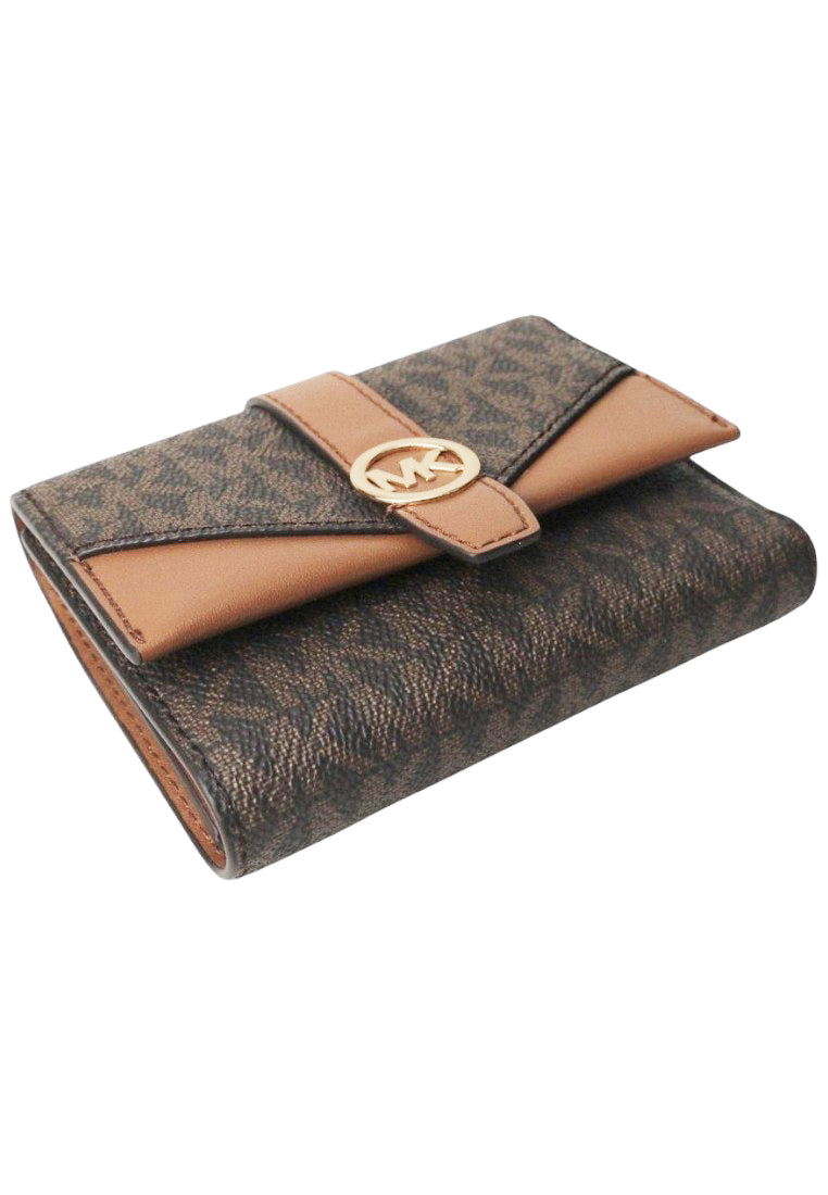Michael Kors Greenwich Medium Signature Logo Trifold Wallet - Brown