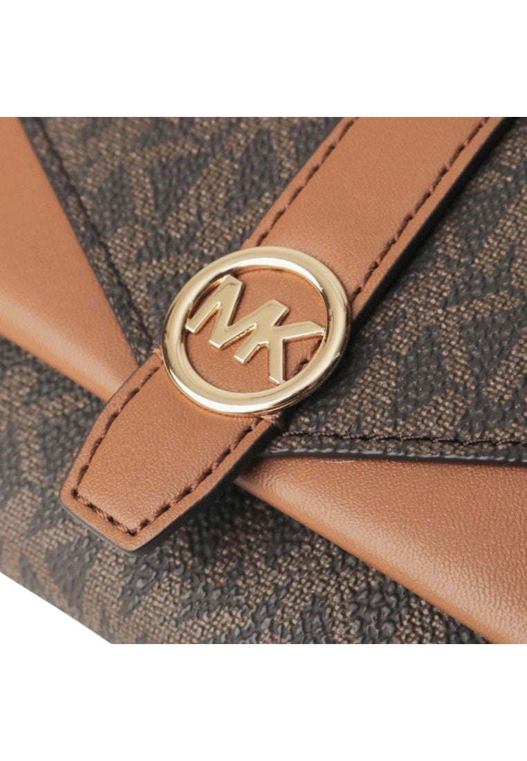 Michael Kors Greenwich Medium Signature Logo Trifold Wallet - Brown