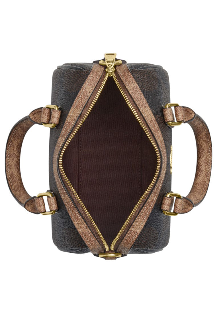 Coach Mini Rowan Crossbody Bag In Blocked Signature Canvas - Walnut/Tan