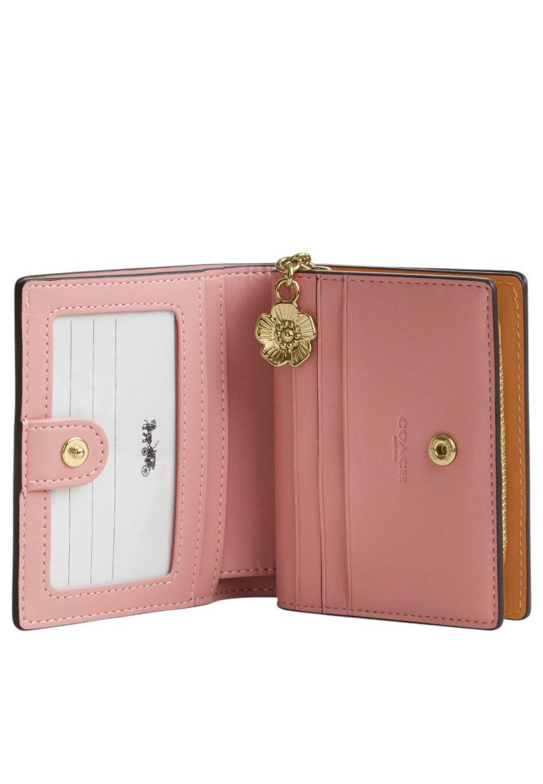 Coach Snap Wallet In Signature Canvas With Charm - Powder Pink