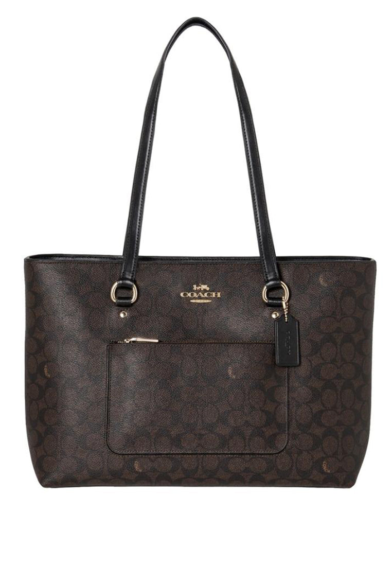 Coach Station Tote Bag In Signature Canvas - Walnut/Black