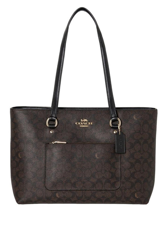 Coach Station Tote Bag In Signature Canvas - Walnut/Black