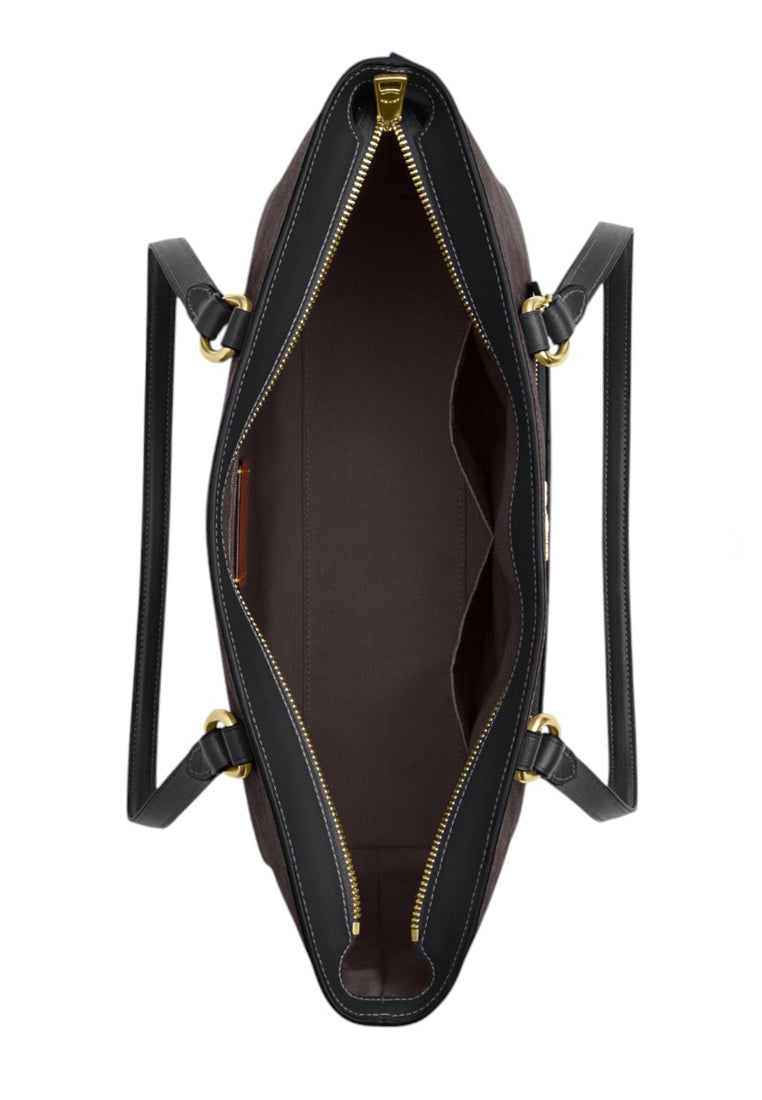 Coach Station Tote Bag In Signature Canvas - Walnut/Black