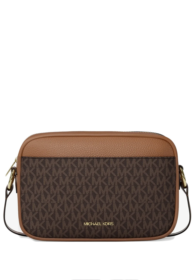 Michael Kors Jet Set Travel Large Signature logo Camera Crossbody Bag - Brown