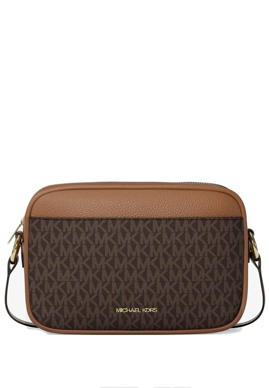 Michael Kors Jet Set Travel Large Signature logo Camera Crossbody Bag - Brown