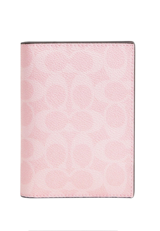 Coach Passport Card Case In Signature Canvas - Powder Pink