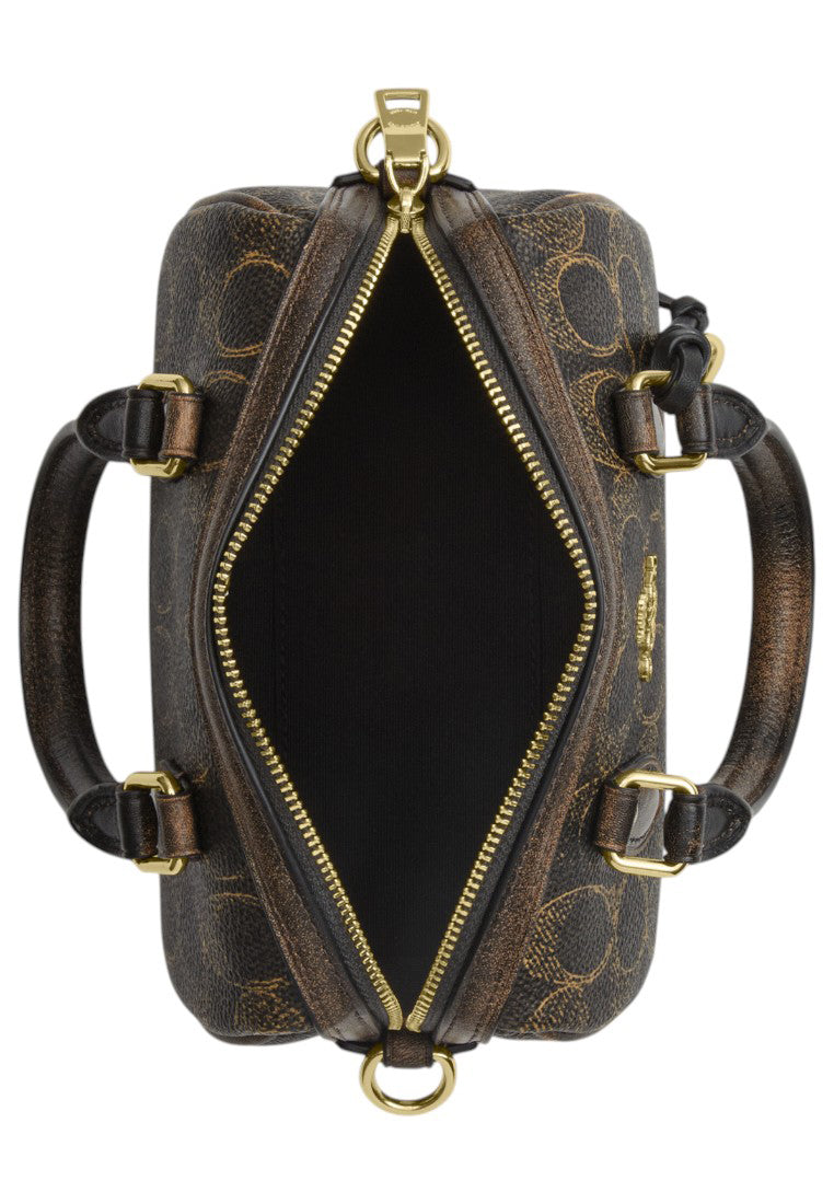 Coach Mini Rowan Crossbody Bag In Loved Signature Canvas With Charms - Black