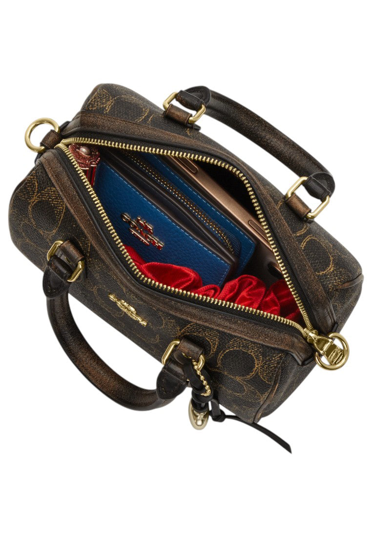Coach Mini Rowan Crossbody Bag In Loved Signature Canvas With Charms - Black