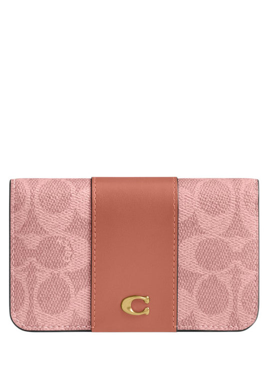 Coach Essential Slim Card Case In Signature Canvas - Melon Pink