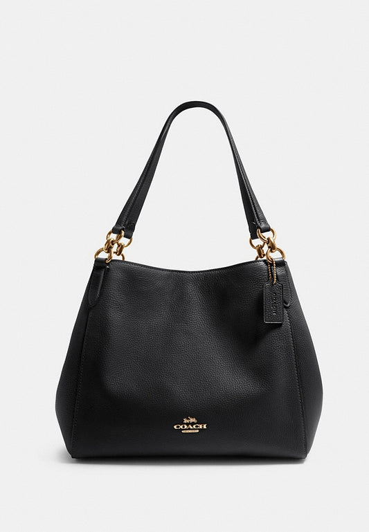 Coach Hallie Pebbled Leather Shoulder Bag - Black