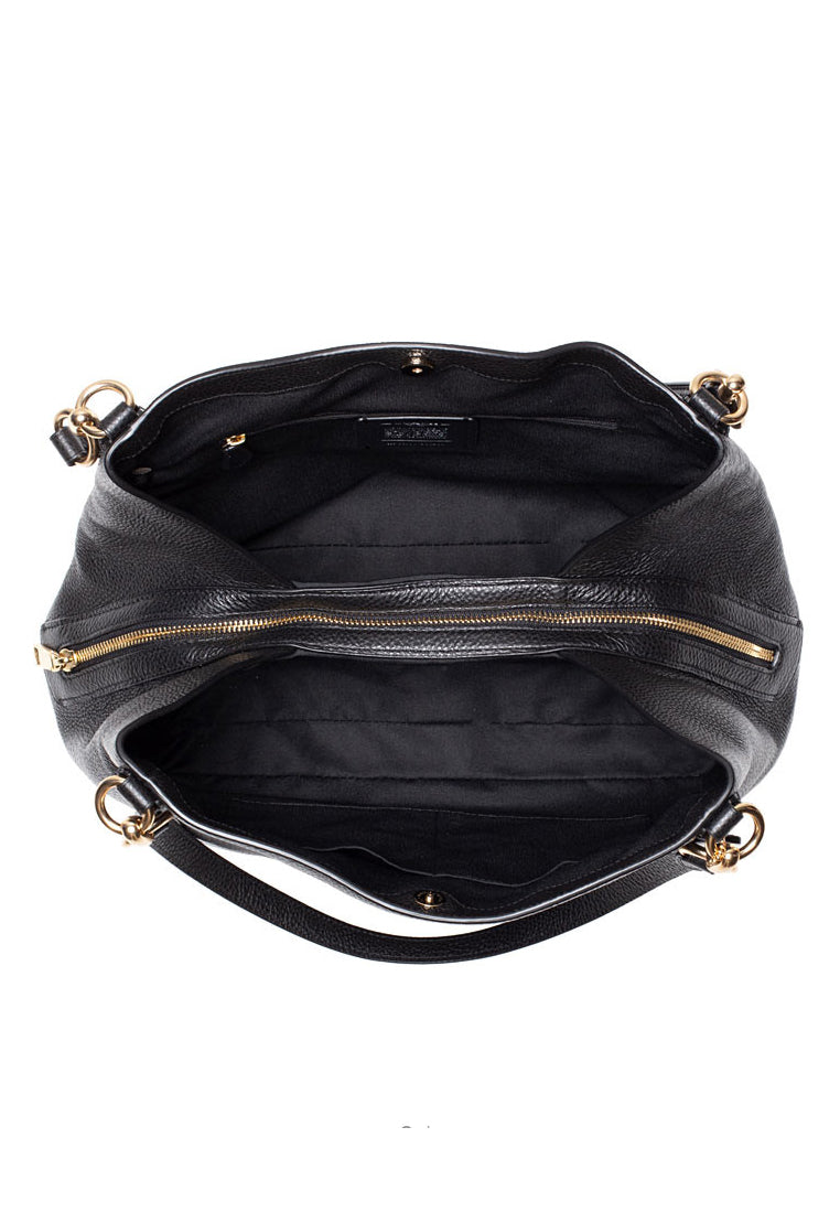Coach Hallie Pebbled Leather Shoulder Bag - Black