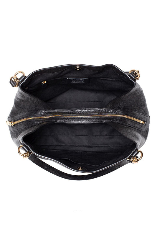 Coach Hallie Pebbled Leather Shoulder Bag - Black
