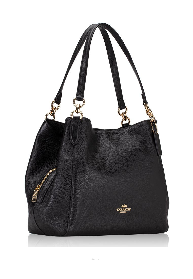 Coach Hallie Pebbled Leather Shoulder Bag - Black