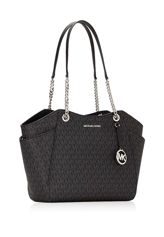 Michael Kors Signature Jet Set Travel Large Chain Shoulder Bag - Black