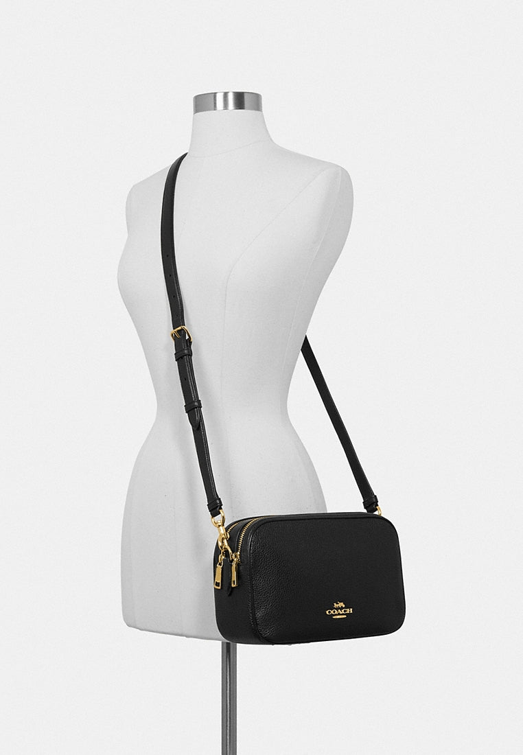 Coach Jes Double Zip Leather Crossbody Bag - Black