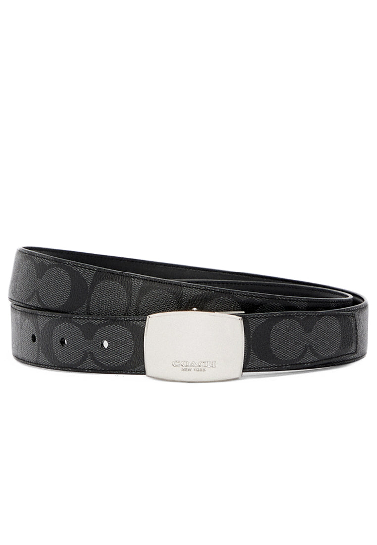 Coach Signature Mod Plaque Harness Cut-To-Size Reversible Belt- Black