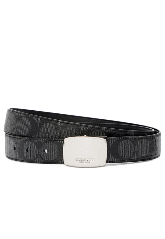 Coach Signature Mod Plaque Harness Cut-To-Size Reversible Belt- Black