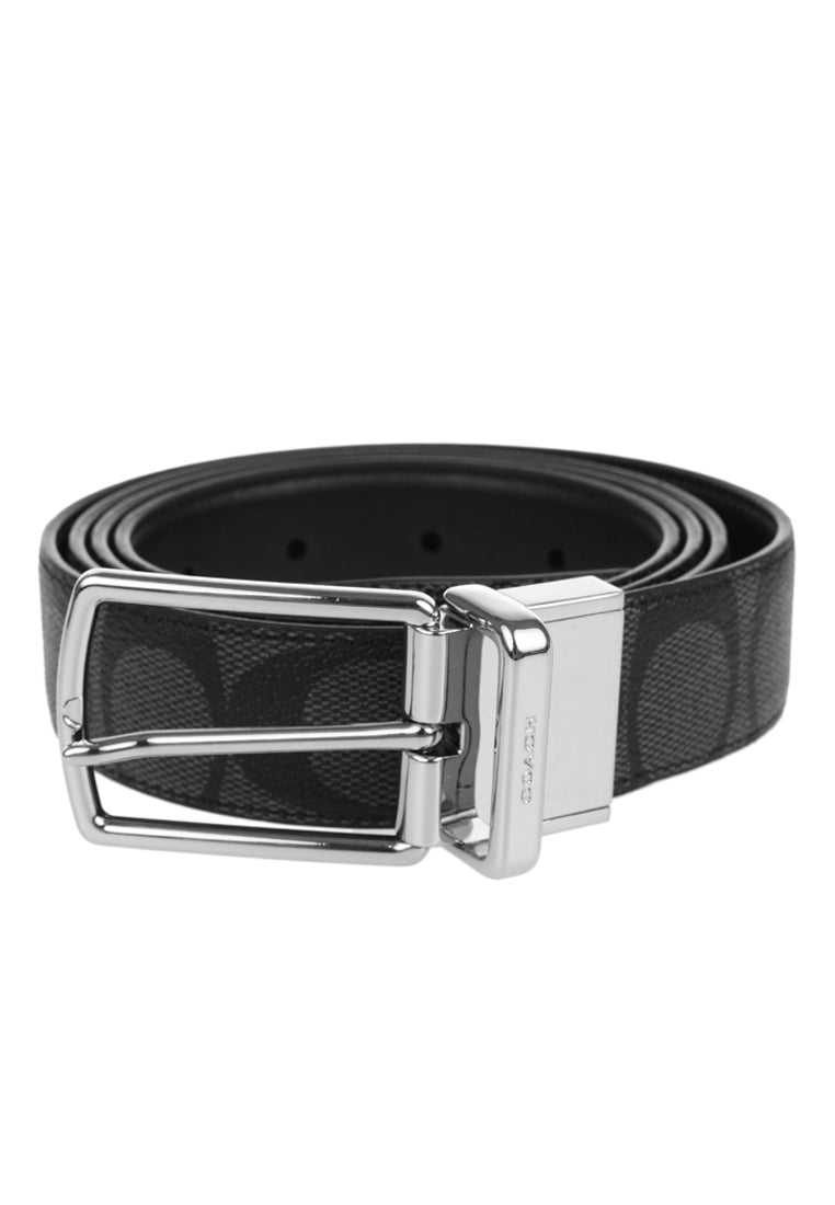 Coach Signature Mod Plaque Harness Cut-To-Size Reversible Belt- Black