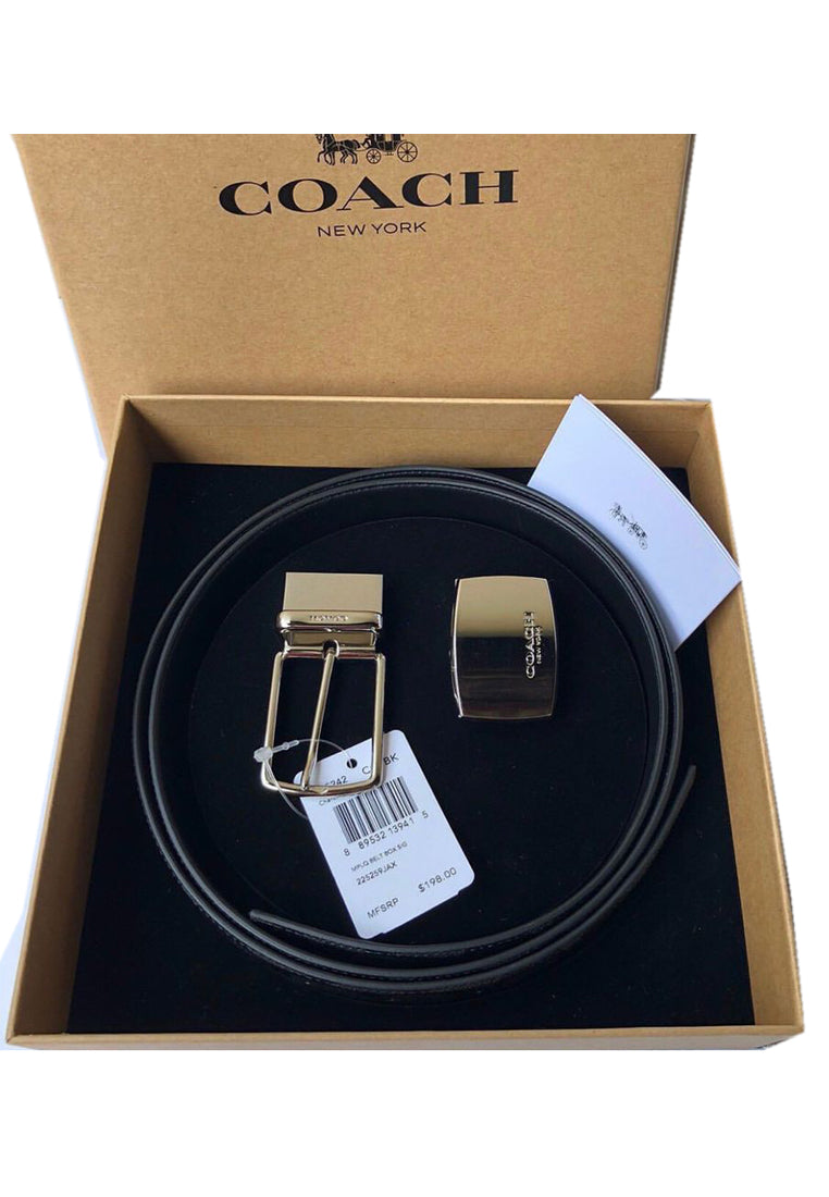 Coach Signature Mod Plaque Harness Cut-To-Size Reversible Belt- Black
