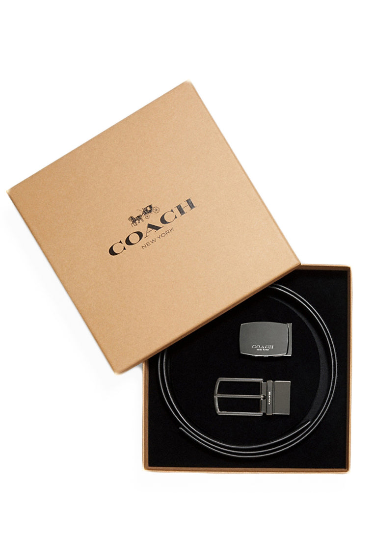 Coach Signature Mod Plaque Harness Cut-To-Size Reversible Belt- Black