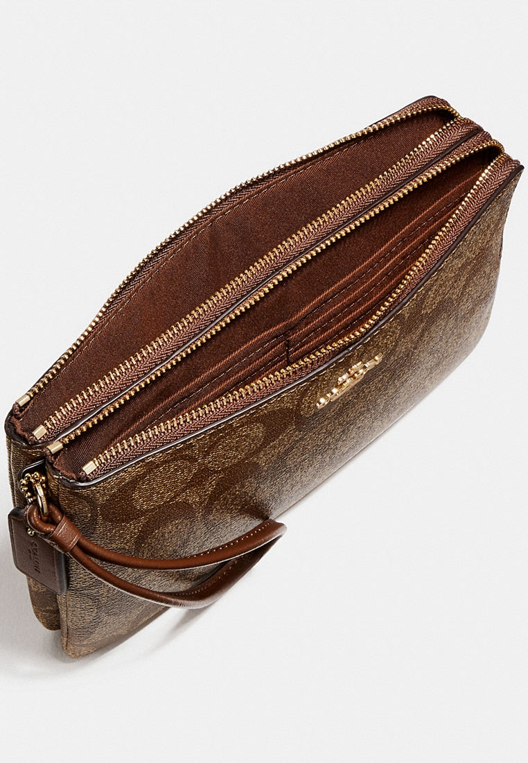 Coach Double Zip Wallet In Signature Canvas - Brown