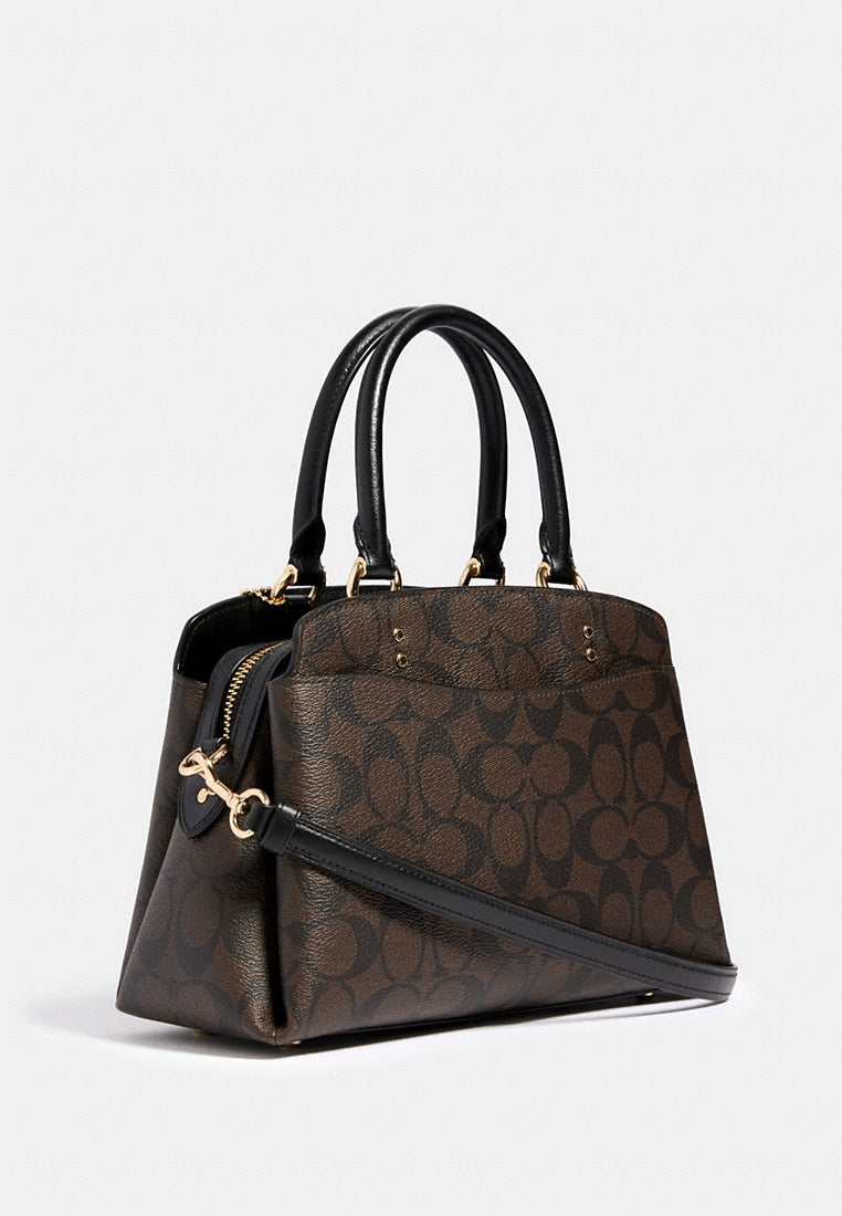Coach Mini Lillie Carryall In Signature Canvas - Dark Brown