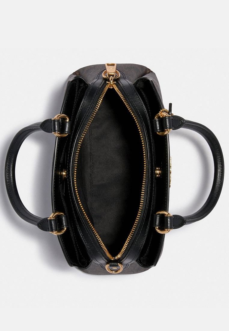 Coach Mini Lillie Carryall In Signature Canvas - Dark Brown