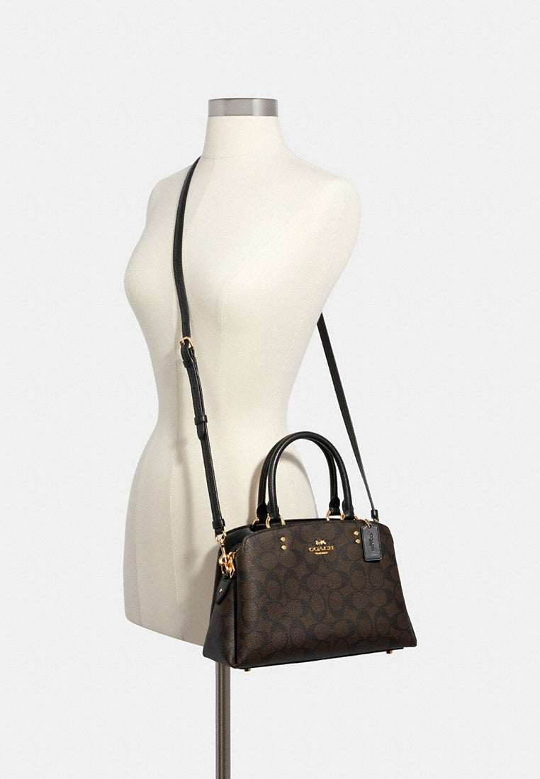 Coach Mini Lillie Carryall In Signature Canvas - Dark Brown