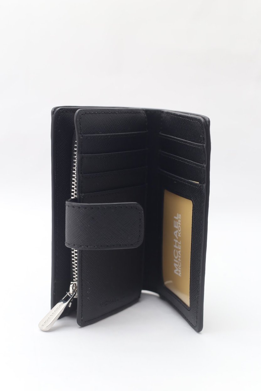 Michael Kors Jet Set Travel Medium Bifold Zip Coin Wallet - Black