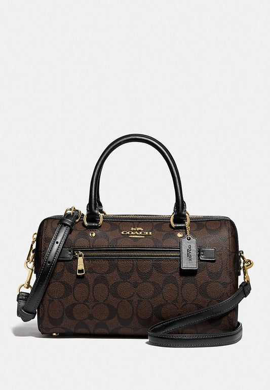 Coach Rowan Satchel In Signature Canvas - Dark Brown