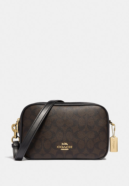 Coach Jes Double Zip Crossbody Bag In Signature Canvas - Dark Brown