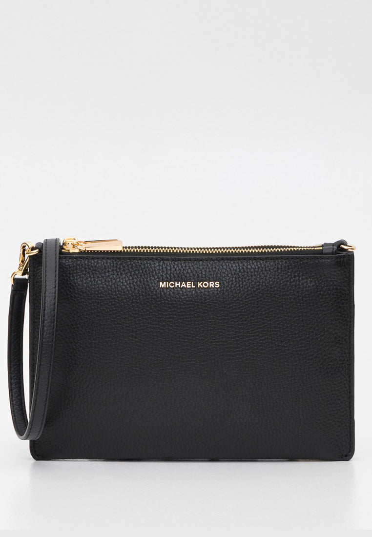 Michael Kors Large Pebbled Leather Double-Pouch Crossbody Bag - Black