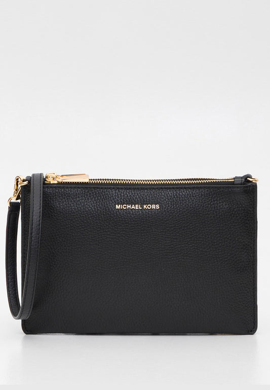Michael Kors Large Pebbled Leather Double-Pouch Crossbody Bag - Black