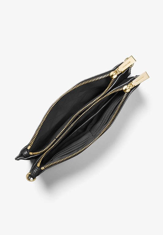 Michael Kors Large Pebbled Leather Double-Pouch Crossbody Bag - Black