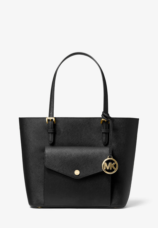 Michael Kors Jet Set Medium Saffiano Leather Pocket Tote Bag - Black