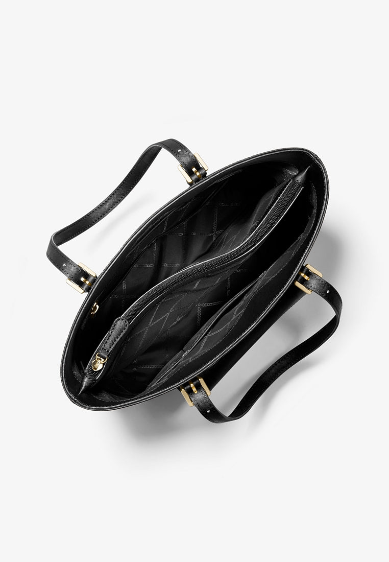 Michael Kors Jet Set Medium Saffiano Leather Pocket Tote Bag - Black