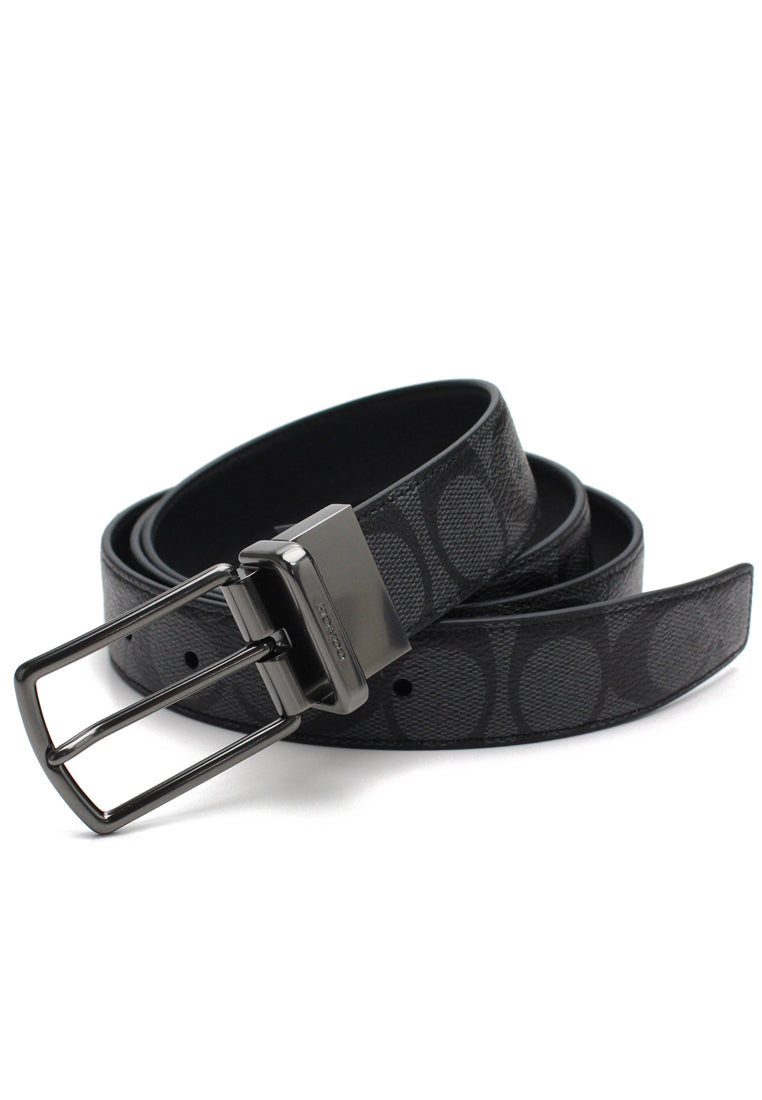 Coach Modern Harness Reversible Belt In Signature Canvas- Black