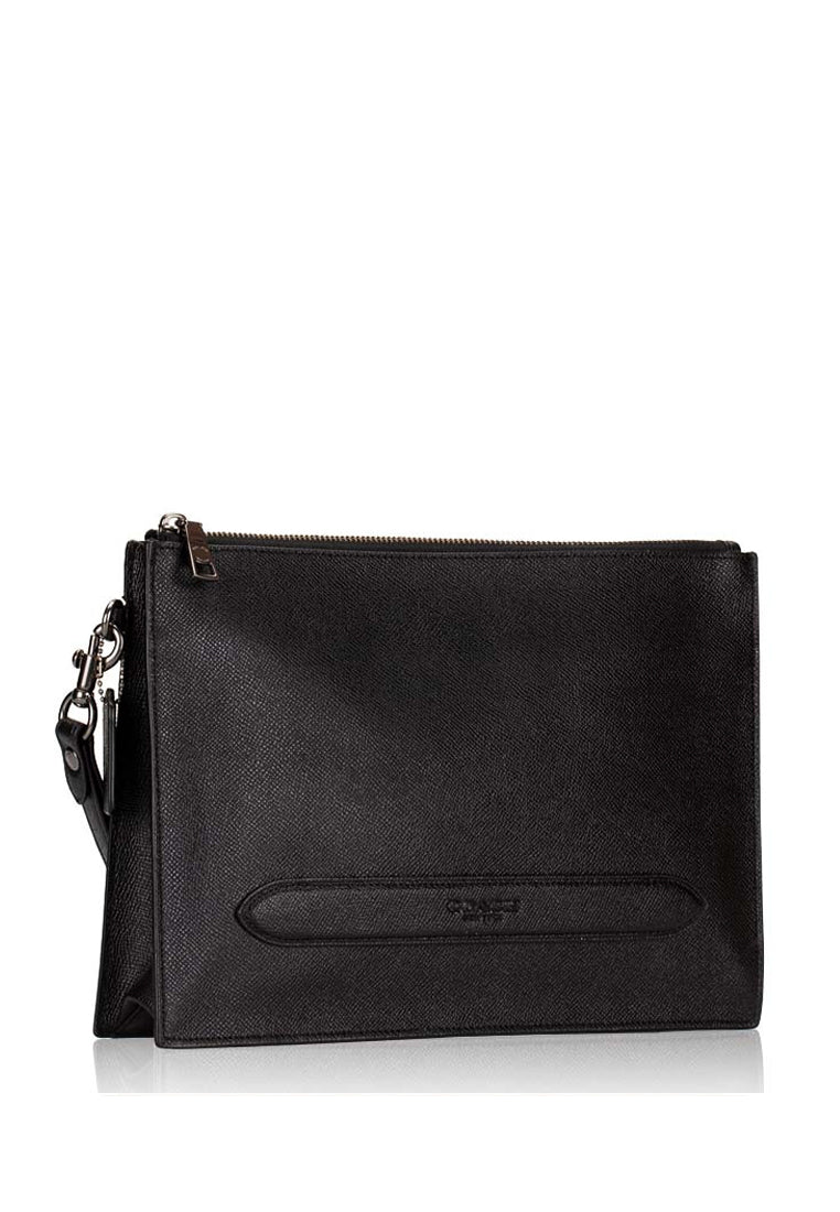 Coach Mens Structured Pouch Crossgrain Leather - Black