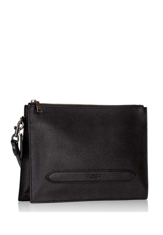 Coach Mens Structured Pouch Crossgrain Leather - Black