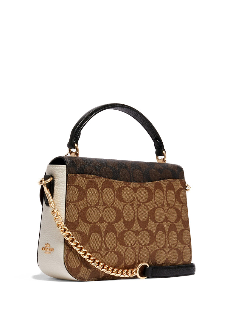 Coach Marlie Top Handle Satchel In Blocked Signature Canvas - Brown