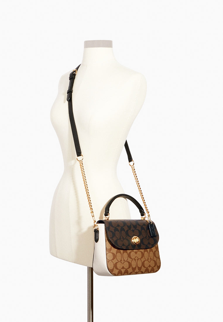 Coach Marlie Top Handle Satchel In Blocked Signature Canvas - Brown