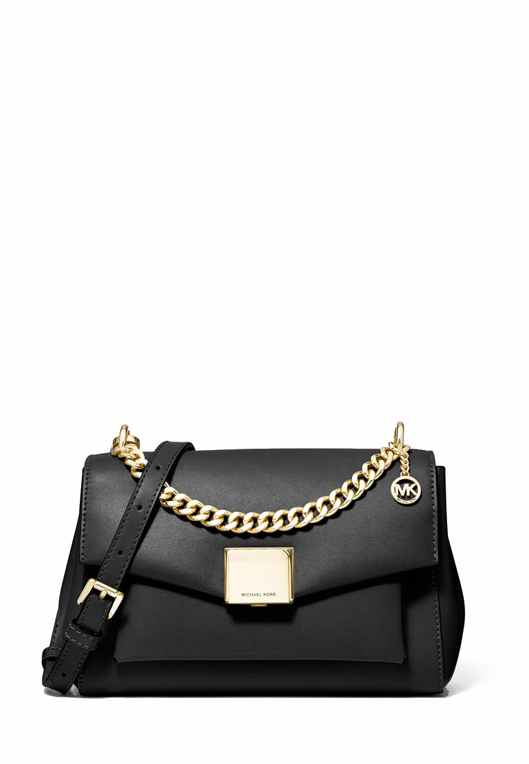 Michael Kors Lita Medium Leather Crossbody Bag - Black
